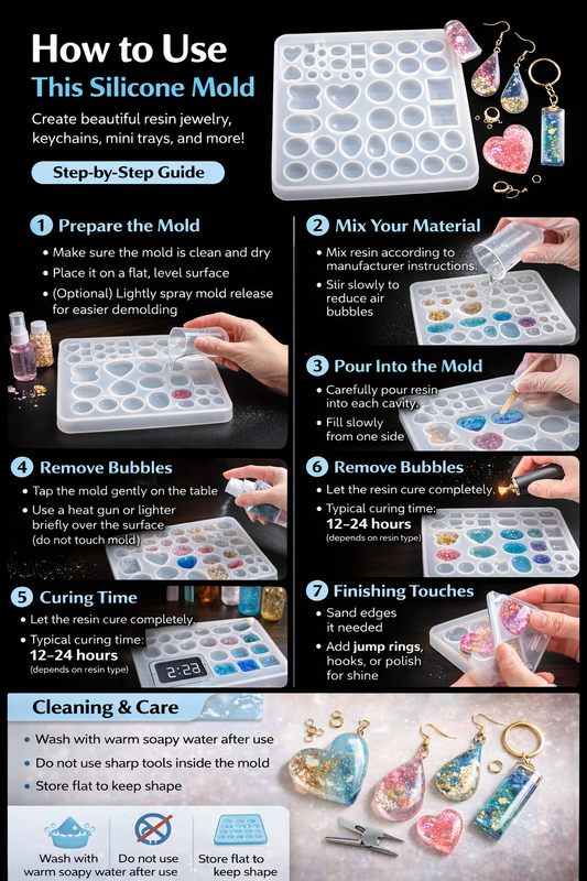 Gemstones Jewelry Silicone Mold for Resin Art | Crystal & Jewelry Casting Mold