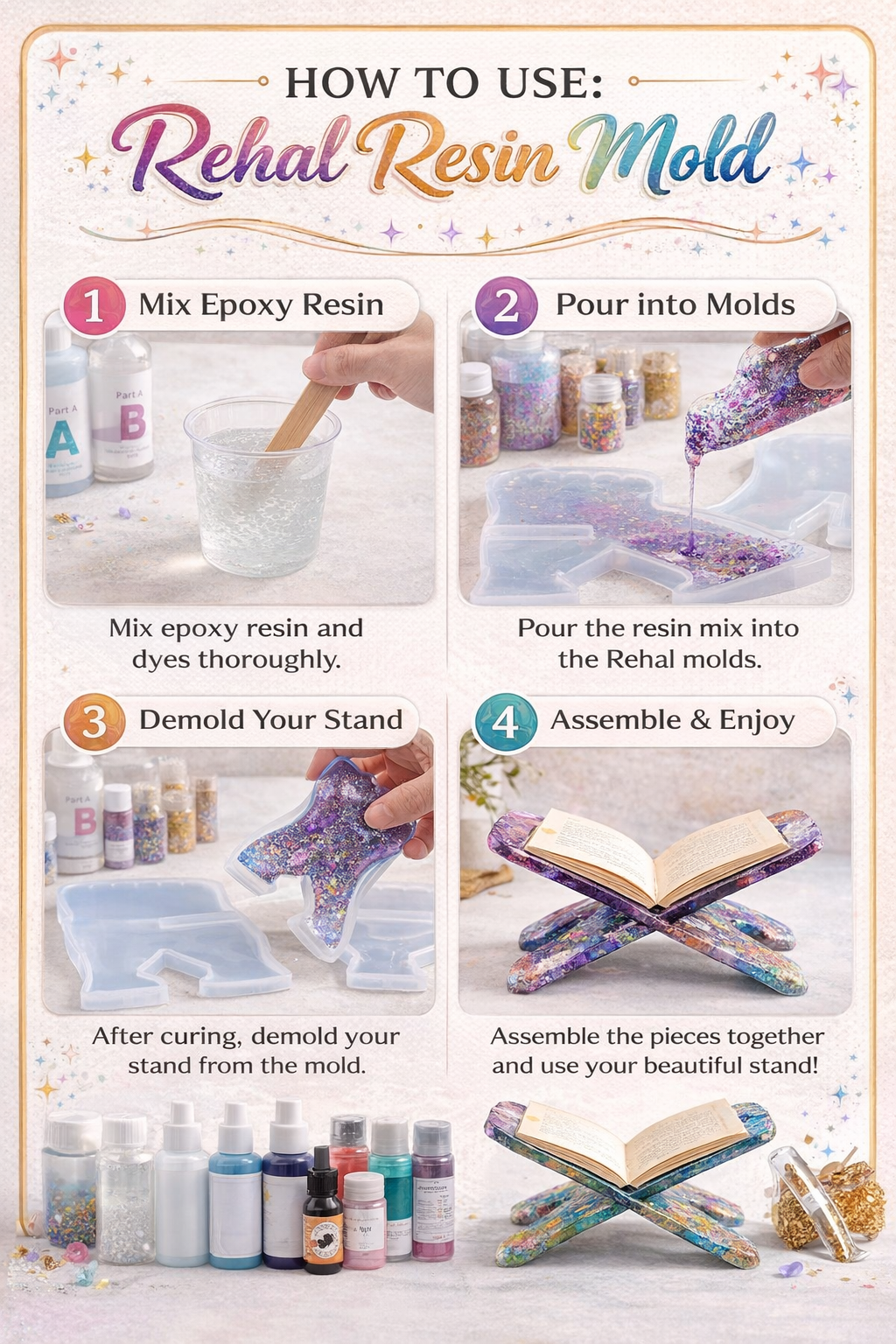 Quran Pak Rehal Silicon Mold for Resin Art | Islamic Craft Mold