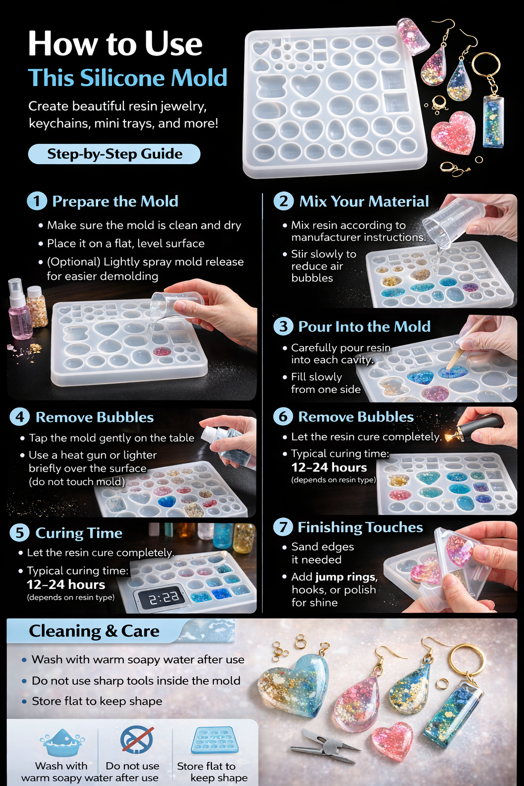 Gemstones Jewelry Silicone Mold for Resin Art | Crystal & Jewelry Casting Mold