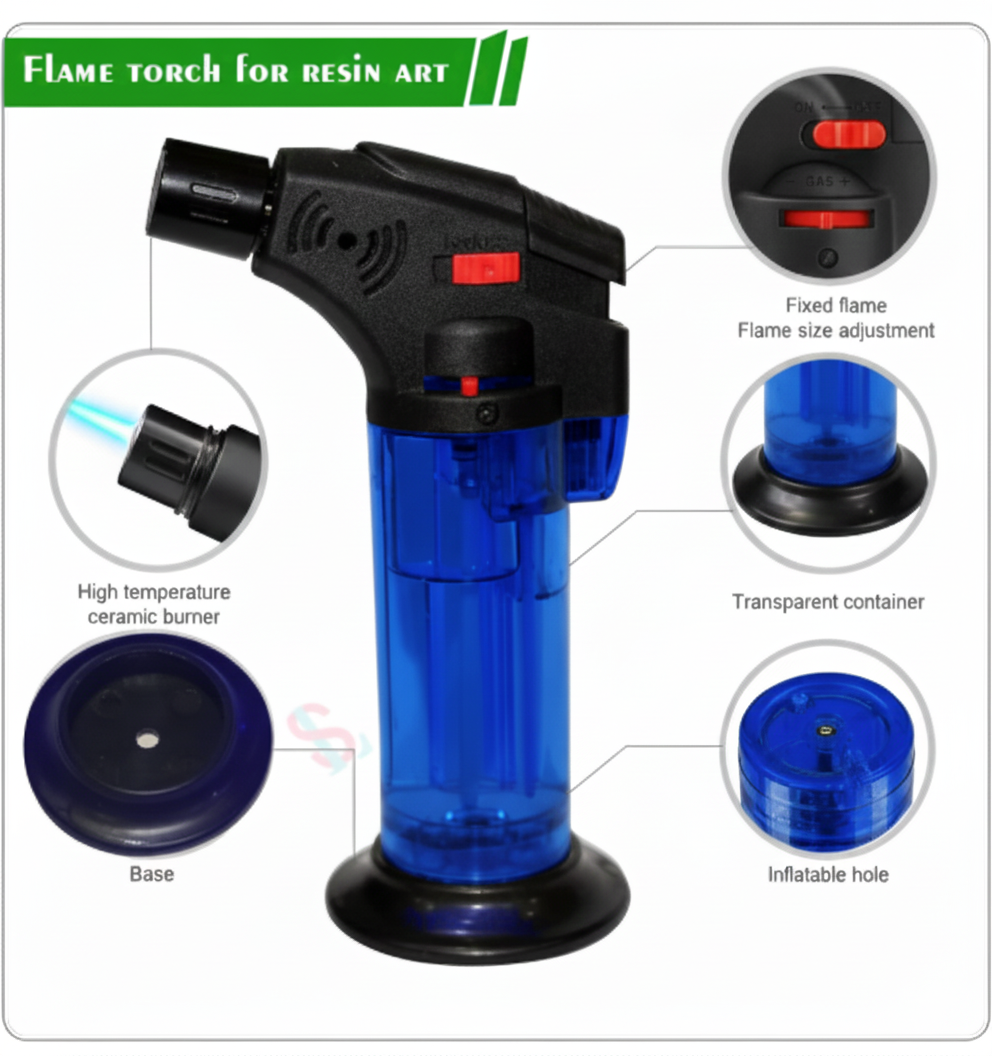 Flame Torch for Resin Art – Adjustable Butane Gas Torch with Ceramic Burner